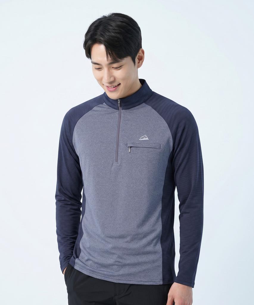 EXTRASPORTY Ocean Blue Men'S Cooling Zip-Up T-Shirt 4 Colors