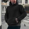 Осень-зима Мужская толстовка с капюшоном и карманом, с длинными рукавами, однотонный флисовый пуловер, толстый, сохраняющий тепло, мужская повседневная одежда, повседневный топ
