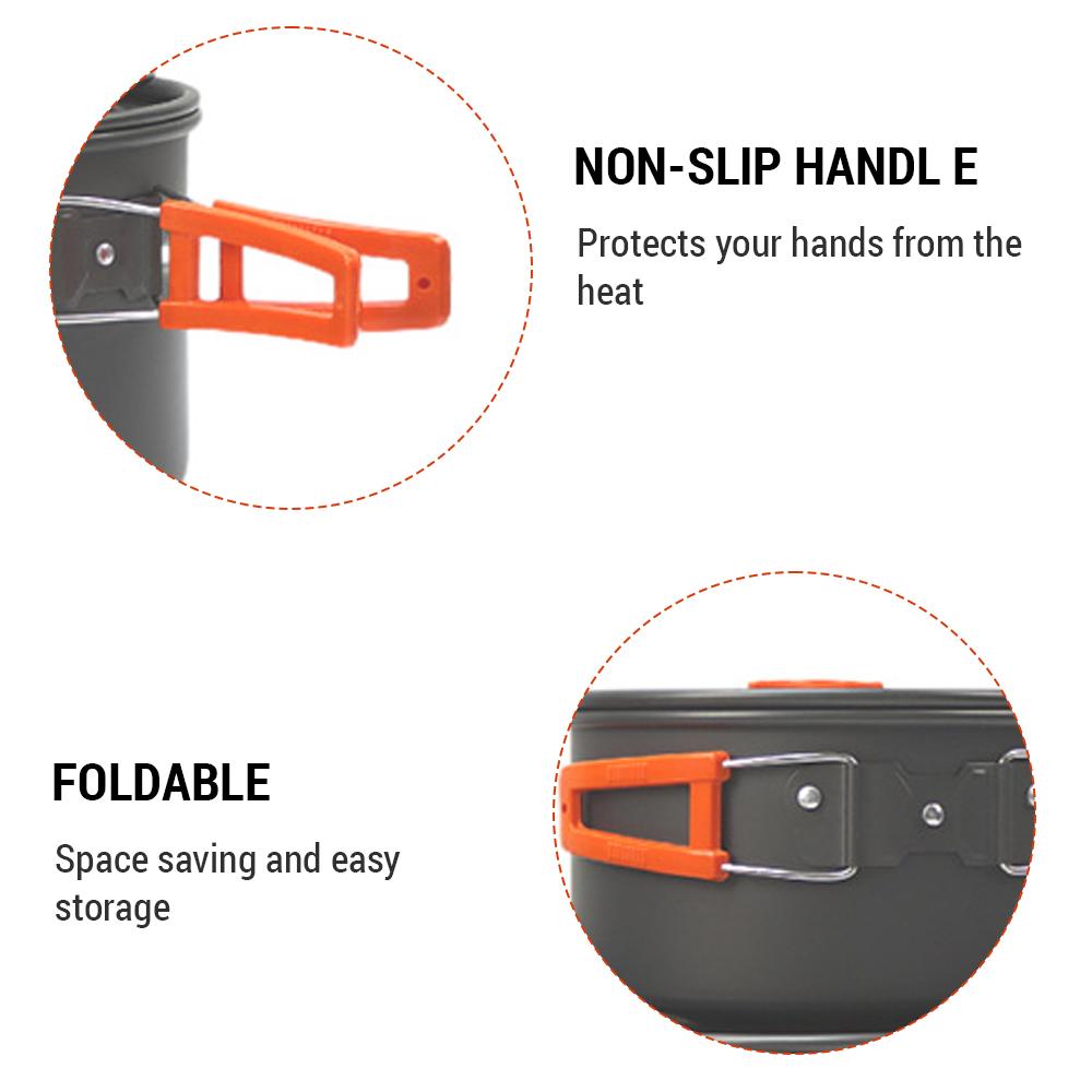 Набор походной посуды, переносная утварь и посуда для использования на открытом воздухе на 5-8 человек, набор алюминиевых кастрюль с чайником для кипячения, сковорода, столовые приборы