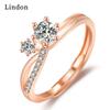 Lindon Classic Copper Alloy Zircon Ring Ladies Jewelry Wedding Promise Party Gift