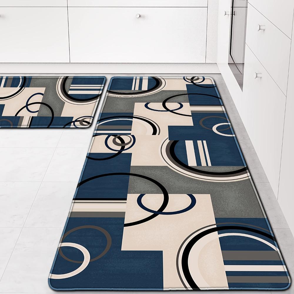 2pcs European Style Kitchen Mats, Creative Geometry Pattern Throw Carpets, Durable Runner Rugs, for Home Room Supplies Spring Decor Shower Supplies