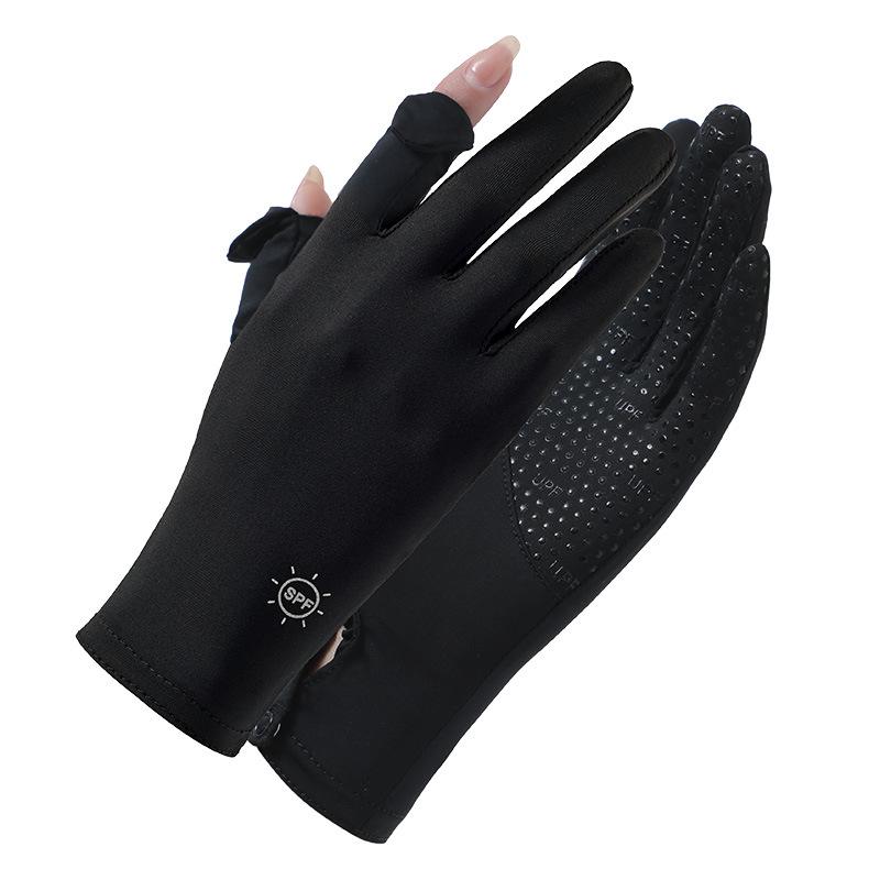Sun Protection Gloves for Women Summer Coolness Outdoor Sun Protection Thin  Breathable  Anti Slip  Sports Cycling Ice Silk Finger Exposed Gloves