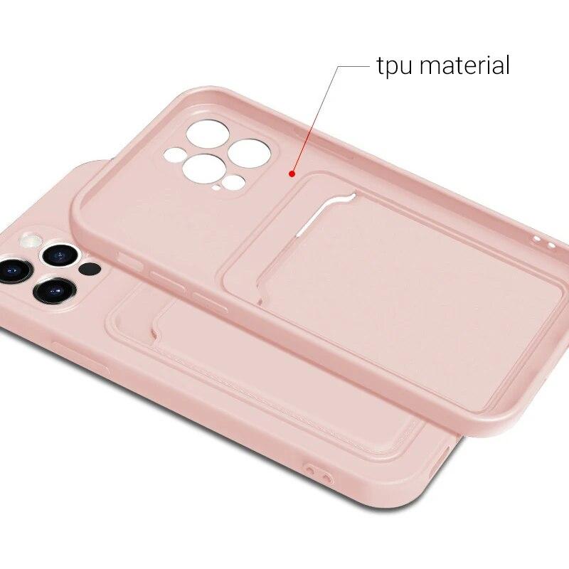 Soft Silicone Phone Case For iPhone 14 Pro Max Case iPhone 11 15 13 12 Pro Max XR XS 14 15 Plus 7 8 SE Wallet Card Holder Cover