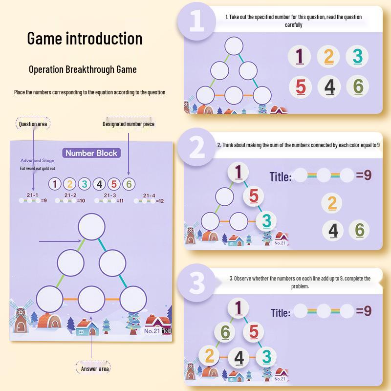Математическая логическая головоломка: Монтессори Пособие для обучения сложению и вычитанию