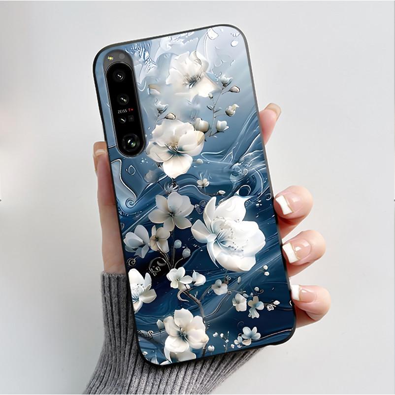 For Sony Xperia 1 VII VI V IV Case Fashion Luxury Flower Butterfly Soft Black TPU Back Cover Ultra thin Shockproof Shell Fundas