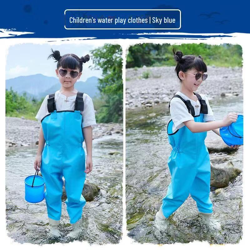 Children's Ultra-Light Waterproof Bib Wading Pants - Full Body One-Piece for Beach and Kindergarten