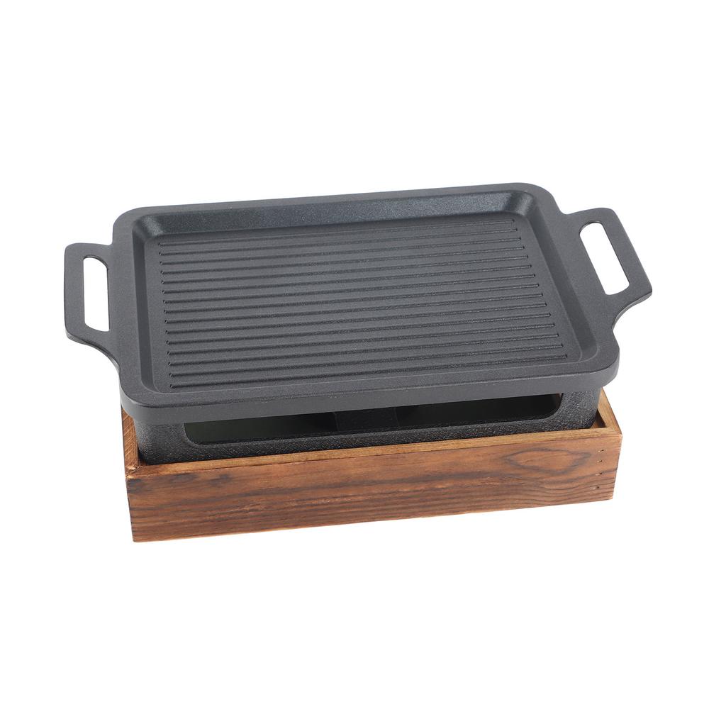 Настольный гриль-барбекю с деревянной основой, устойчивой к палкам, портативная спиртовая печь, компактный гриль-барбекю для