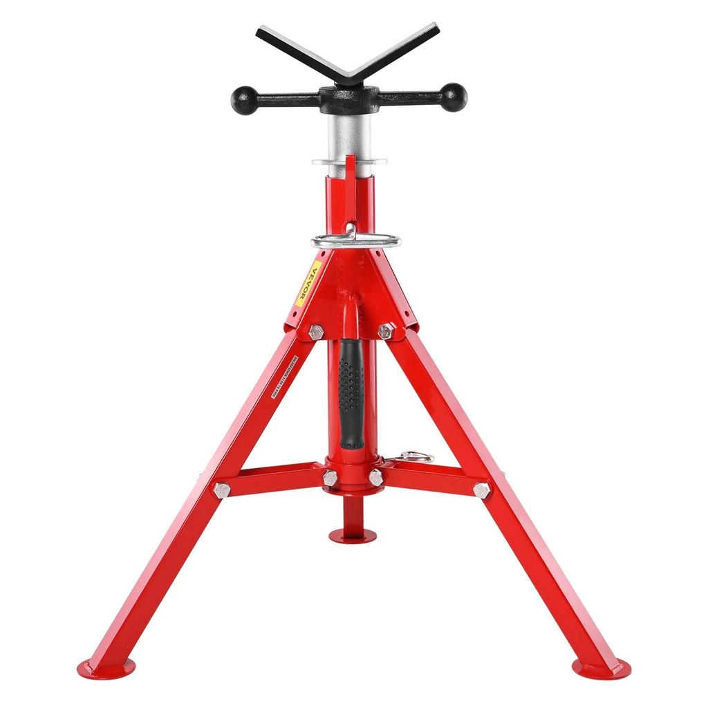 V Head Pipe Stand 1/8"-12" Capacity, Adjustable Height 24"-42", Pipe Jack Stands 2500 lb. Load Capacity, Portable Folding Pipe Stands, Carbon Steel