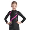 Girls Shiny Rhinestone Star Sports Top Contrast Color Long Sleeve Stand Collar Zipper Sweatshirt Gymnastics Wear