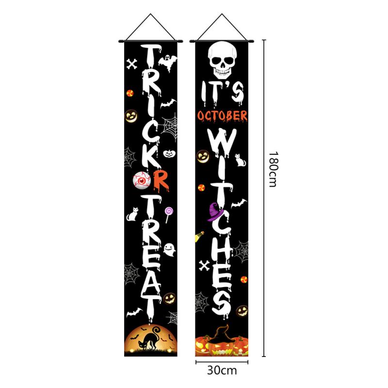 Halloween Lighted Porch Signs Banners Decorations Indoor Dia De Los Muertos Day of The Dead Outdoor Wall Door Couplet Decor