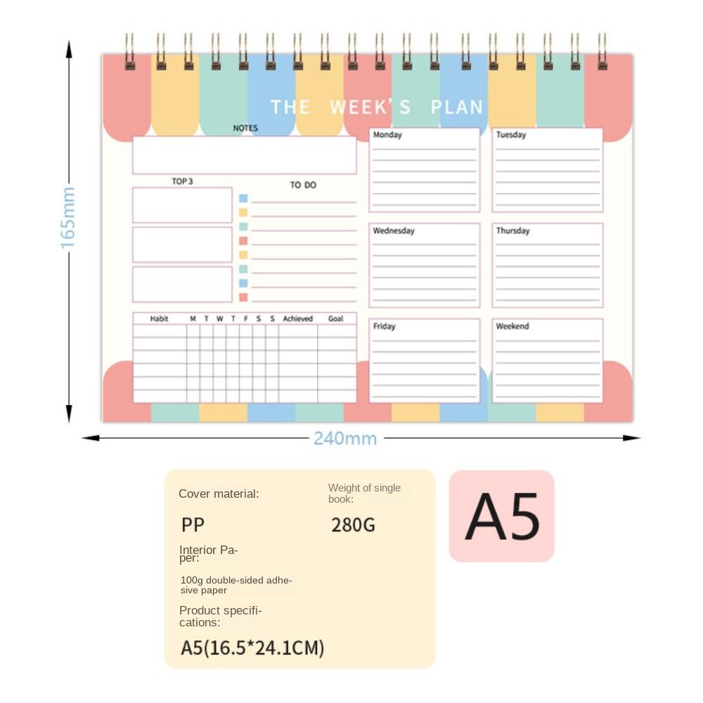 Spiral Notepad Schedule Book Plan Book Weekly Planner Notebook To Do List Notebook Desktop Note