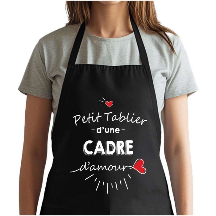 Tablier de cuisine - Brigitte d'amour - Noir - Coton résistant - Impression bretonne