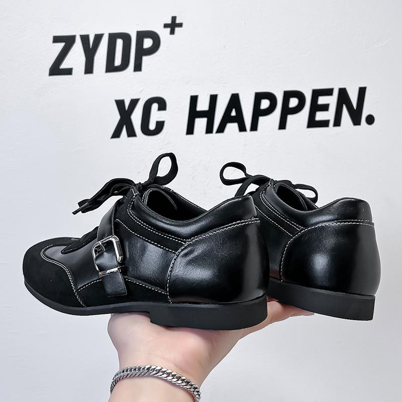 Туфли дерби мужские кожаные туфли кожаные низкие ботинки Martin простые толстые подошвы черные туфли для повседневного ношения 14707-A