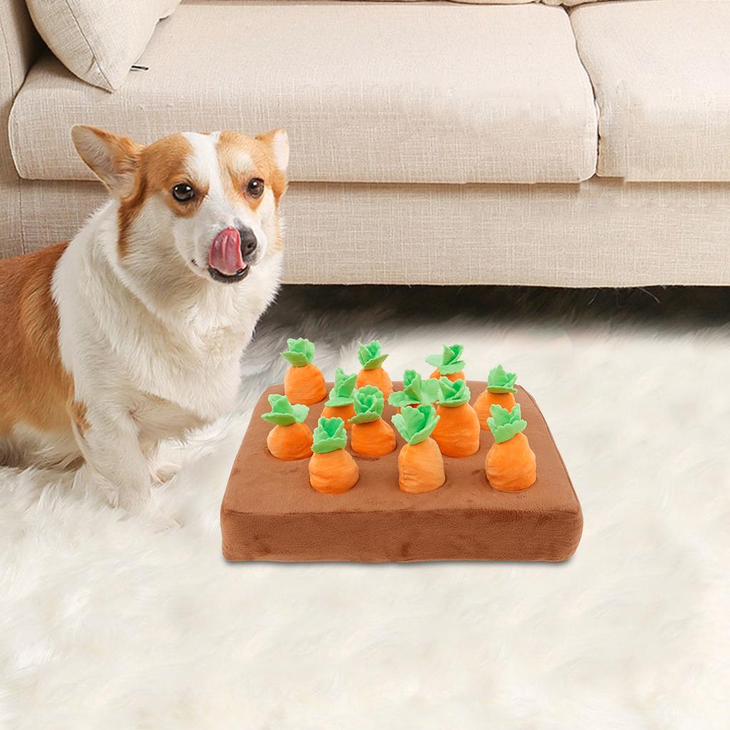 Dog Carrot Plush Toy Interactive Dog Voice Toys with Non-Slip Bottom Cute Dog Carrot Patch for Aggressive Chewers Pet