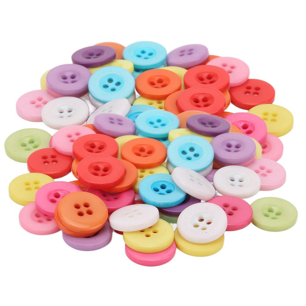 100 Pcs Buttons Colorful Flat Back Waterproof Oil Resistance Easy Operation Sewing Resin Buttons