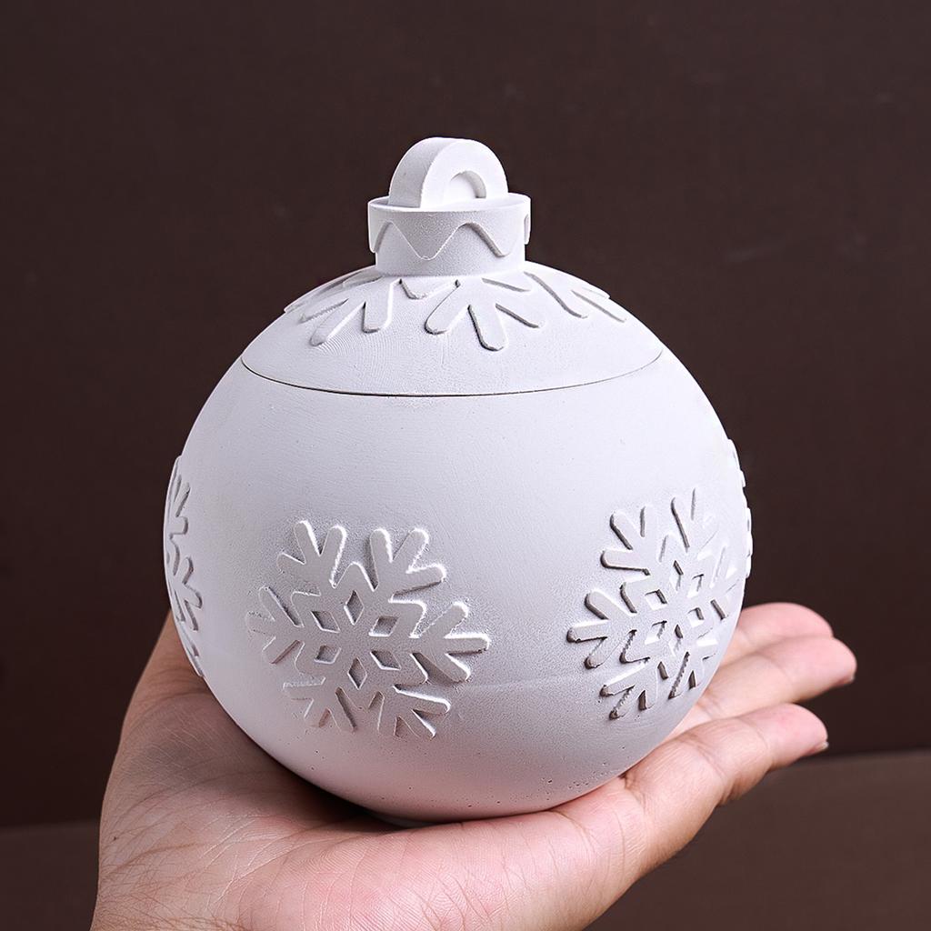 3D Рождественские украшения Форма для силиконовой свечи DIY Круглая рельефная Снежинка Шар Коробка для хранения Гипс Смола Ремесло Литьевые формы