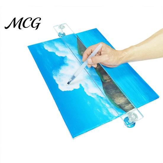 Drawing Frame Accessory Artist Leaning Bridge, Adjustable Height 1.77-2.36-Inch Hand And Wrist Rest, Transparent Up to 12 Inches Tool for Precise Line