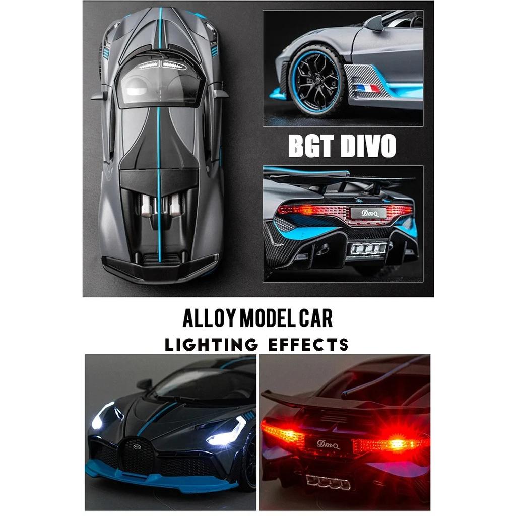 1/32 Bugatti BGT Divo Моделирование Металлическая Игрушечная Машинка Литые Игрушки и Игрушечные Транспортные Средства Модель Украшения Миниатюрные Игрушки Для Мальчиков Рождественский Подарок