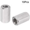 10Pcs Silver Tone Hex Coupling Nuts 304 Stainless Steel Metric Size Durabl Hex Rod Coupling Nut