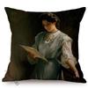 Woman In Love Vintage Oil Painting Art Pillow Case Beautiful Girl Reading Love Letter Sofa Decorative Cushion Cover Cojines