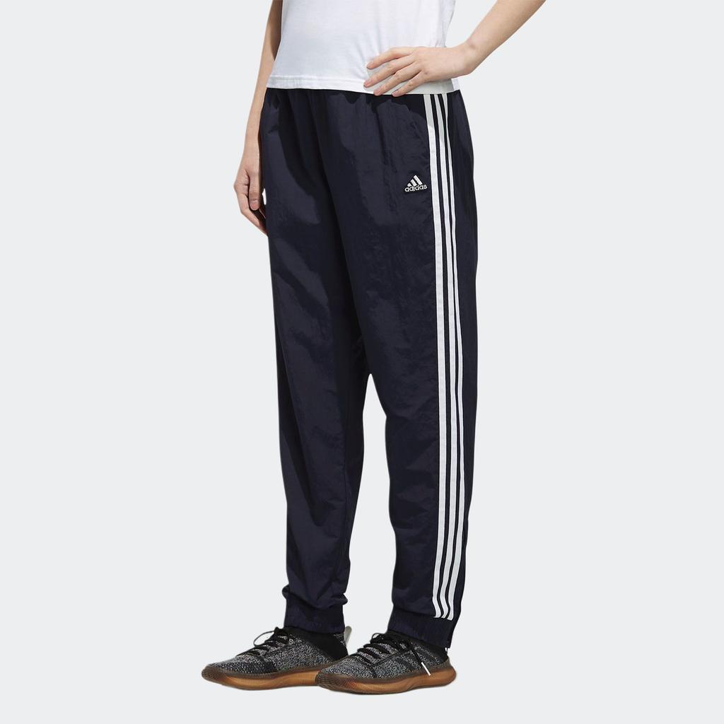 Adidas Comfortable Striped Skin-Friendly Straight Leg Casual Pants Women Bottoms Black FI9163