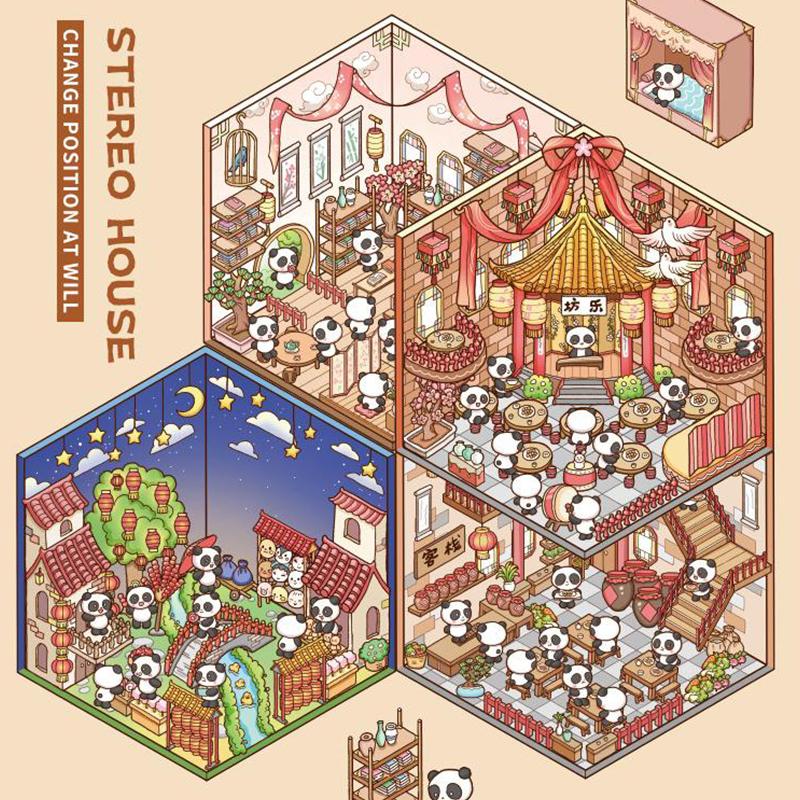 1 Набор Креативных Наклеек для Питомцев 3D Милые Мультяшные Наклейки для DIY Сцены, Ландшафтного Дизайна, Декора, Кавайные Наклейки с Пандой, Подарки