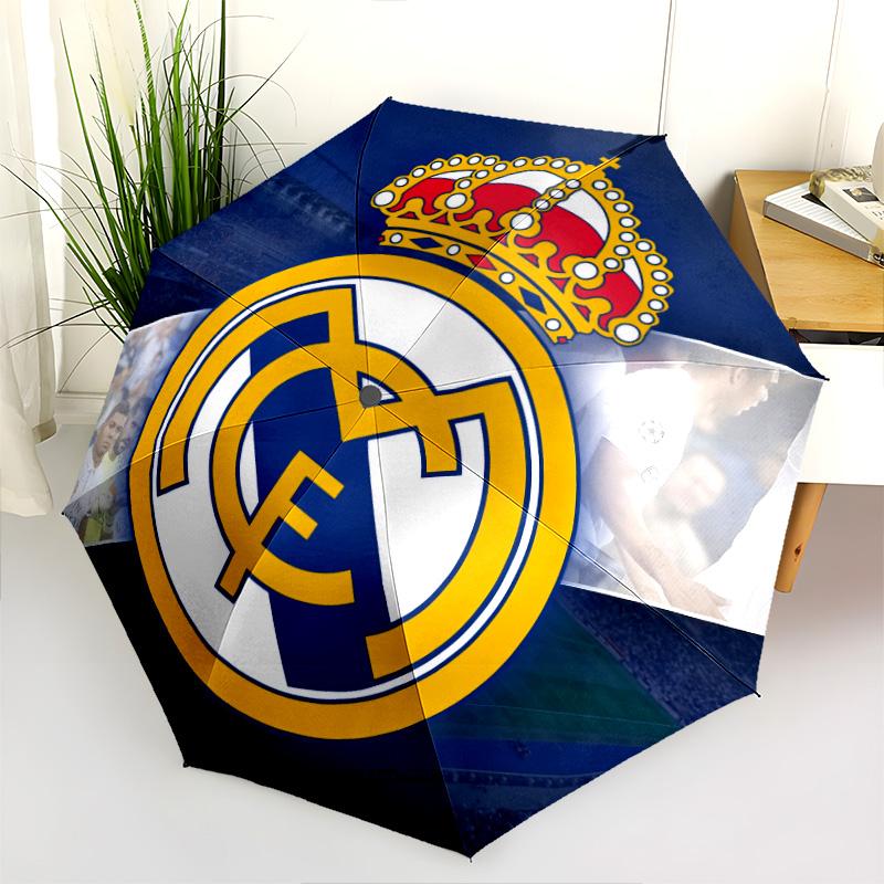 Узор Real Madrid CF, автоматический складной зонт, портативная и складная конструкция, 8 спиц, рождественский или день рождения подарок.