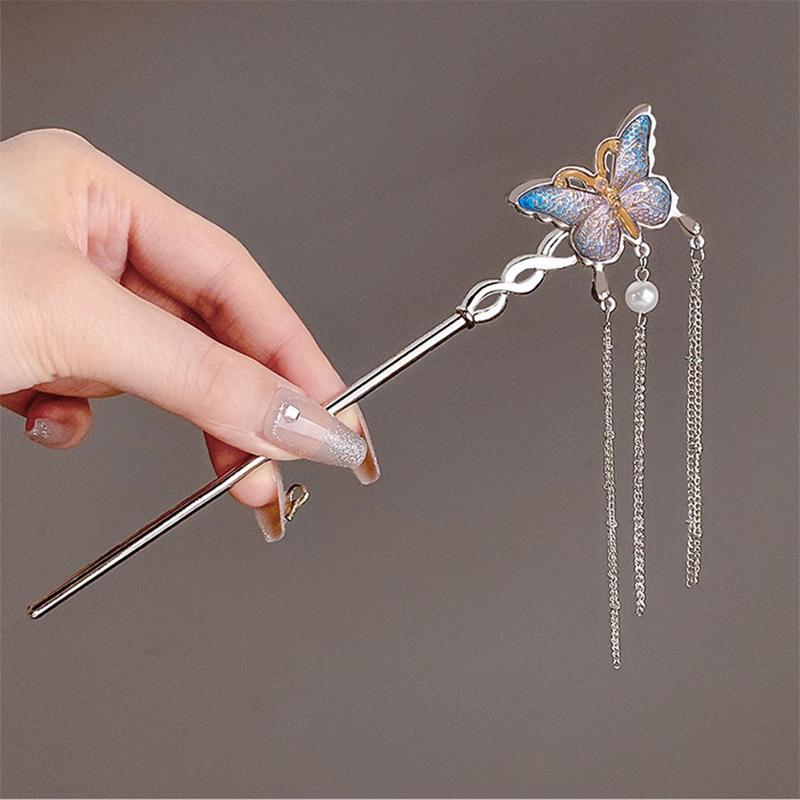 Vintage Butterfly Tassel Hair Sticks For Women Girls Chinese Style Hair Sticks Versatile Exquisite Hair Accessories Gifts