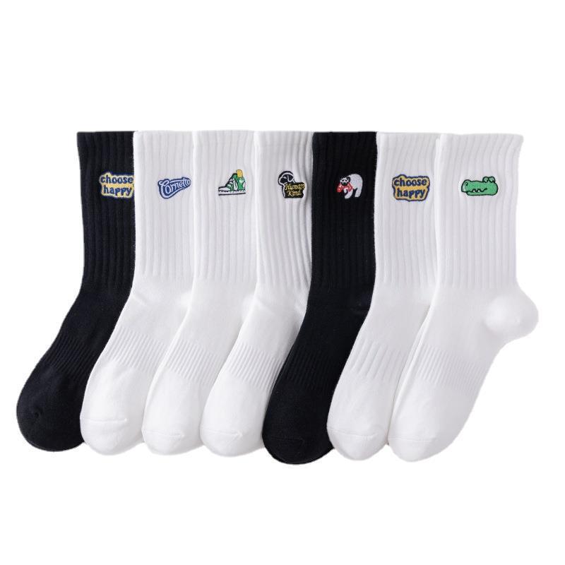 Cityboy Мужские модные носки до середины икры с мультяшной вышивкой - Спортивные носки с влагоотводящим эффектом для осени и зимы