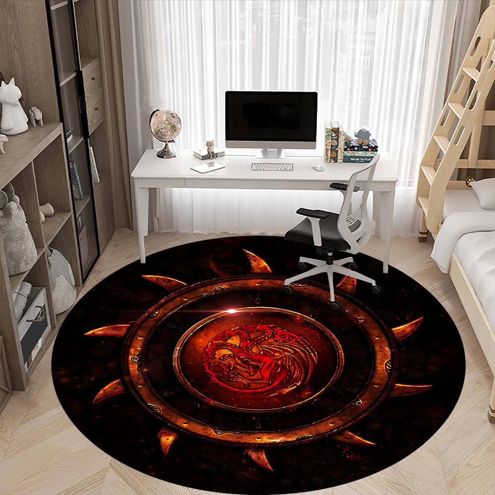 1pc Game of Thrones Office Round Area Rug, Indoor Mat Suitable For Office,Bedroom Living Room Home Decor, Room Deco a0926096