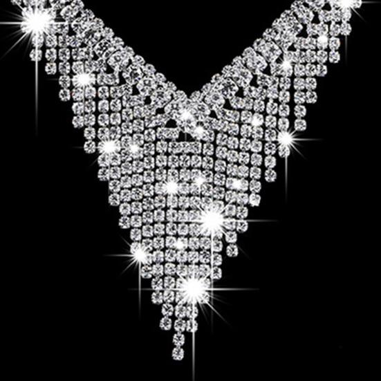 1 комплект, комплект свадебных серег и ожерелья, ювелирные изделия с кисточками и стразами, блестящие серьги-колье-колье для свадьбы