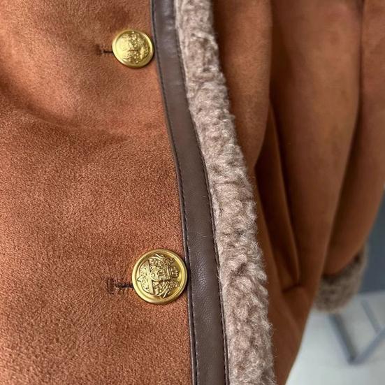 Женское зимнее пальто Yousheng, толстое плюшевое, короткое, с круглым вырезом, однобортное, свободного покроя, для повседневной носки, для школы и поездок на работу