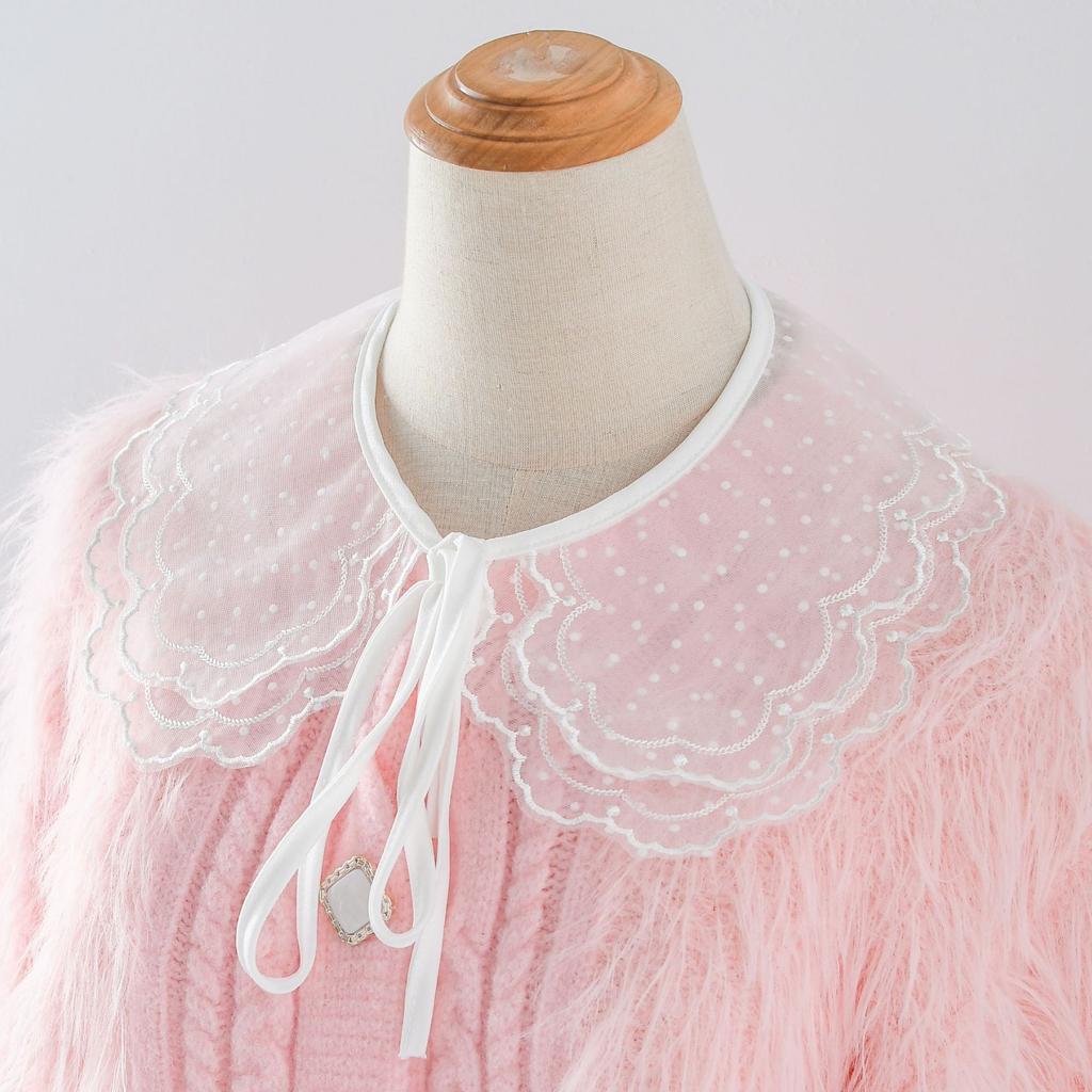 Girls Lace Shirt Detachable Collar for Womens Adjustable Strap Lace Up Shawl Small Shoulder Wraps Small Cape Fake Collar