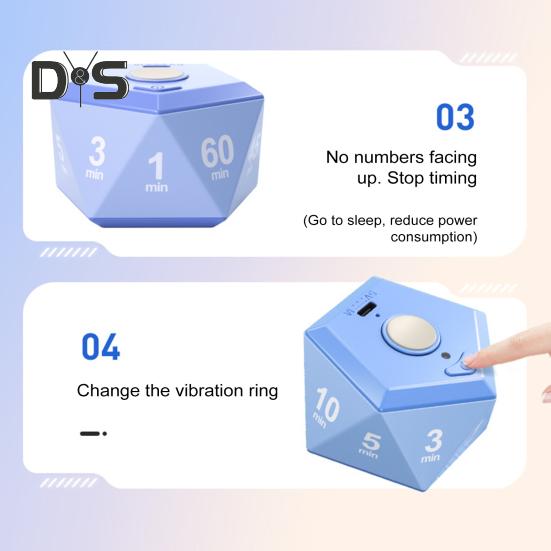 Rotating Timer 3-Color Lights Vibrate/Ring/Silent Modes Portable 1/3/5/10/15/20/25/30/45/60 Min Settings Study Relaxation Cooking Clock Timer