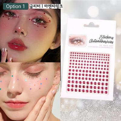 Shopper Crew Glitter Face Кубическая наклейка для лица Фестивальный макияж для вечеринки, 1 шт, 1) Блеск_Маджента-розовый