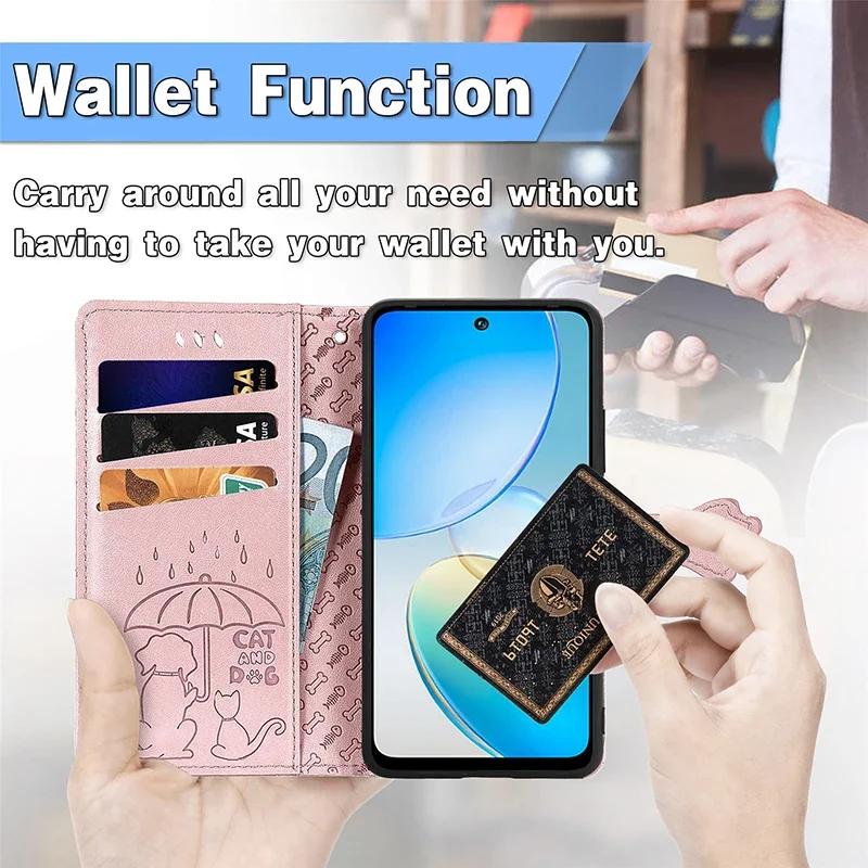 Роскошный чехол в стиле кошки и собаки для OPPO Reno 9 Pro Plus Reno8 Lite Reno 7 SE Reno6 Pro 6 6Z 5 5Z 4 Reno 4Z Кошелек Защитная обложка для карт