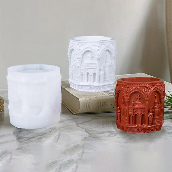 Ренессансная силиконовая форма DIY Эпоксидная смола Подсвечник Форма для хранения чашки для ювелирных изделий Гипс Поделки Скандинавский стиль Форма для демонстрации