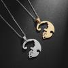 Cute Black and White Cat Couple Necklace Stainless Steel Puzzle Couple Necklace Couple