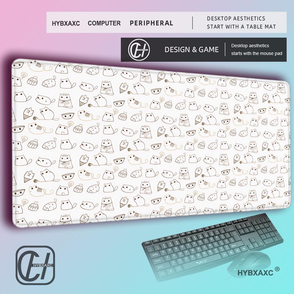 HYBXAXC Кот Мышь Коврик для мыши Милые Коты Коврик для мыши Большой Коврик для стола Кавайные Игровые Аксессуары Ковер Резиновый Клавиатура Игровые коврики