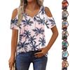 Женская футболка, элегантная повседневная рубашка с принтом, короткий рукав, летний топ свободного кроя