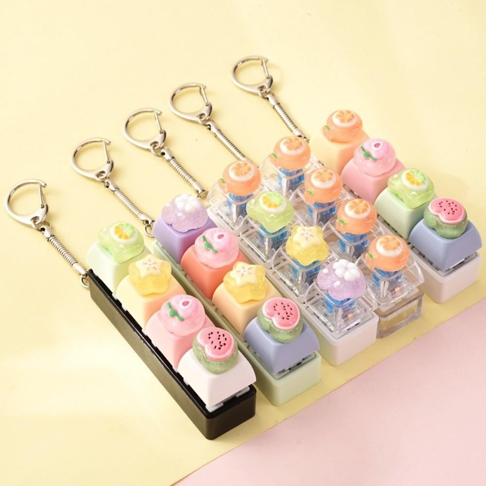4-Key Fidget Keychain Fruit Push Button Keychain Kawaii Mini Keychain Pendant Travel Companion