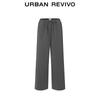 UR Women's Grey Casual Elastic Drawstring Wide-Leg Pants