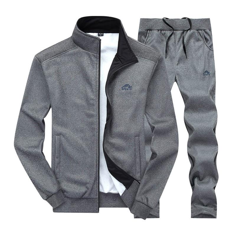 Men Sportswear Set Tracksuit Sporting Fitness Clothing Two Pieces Long Sleeve Jacket + Pants
