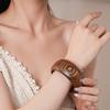 Europe American Style Wood Wide Bangle Minority Design Retro  Hand Ring  Women