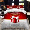 Christmas Polywster Duvet Cover Set King Queen Size Winter Red Santa Claus Gift Merry Christmas For Boys Girls Teens Bedding Set