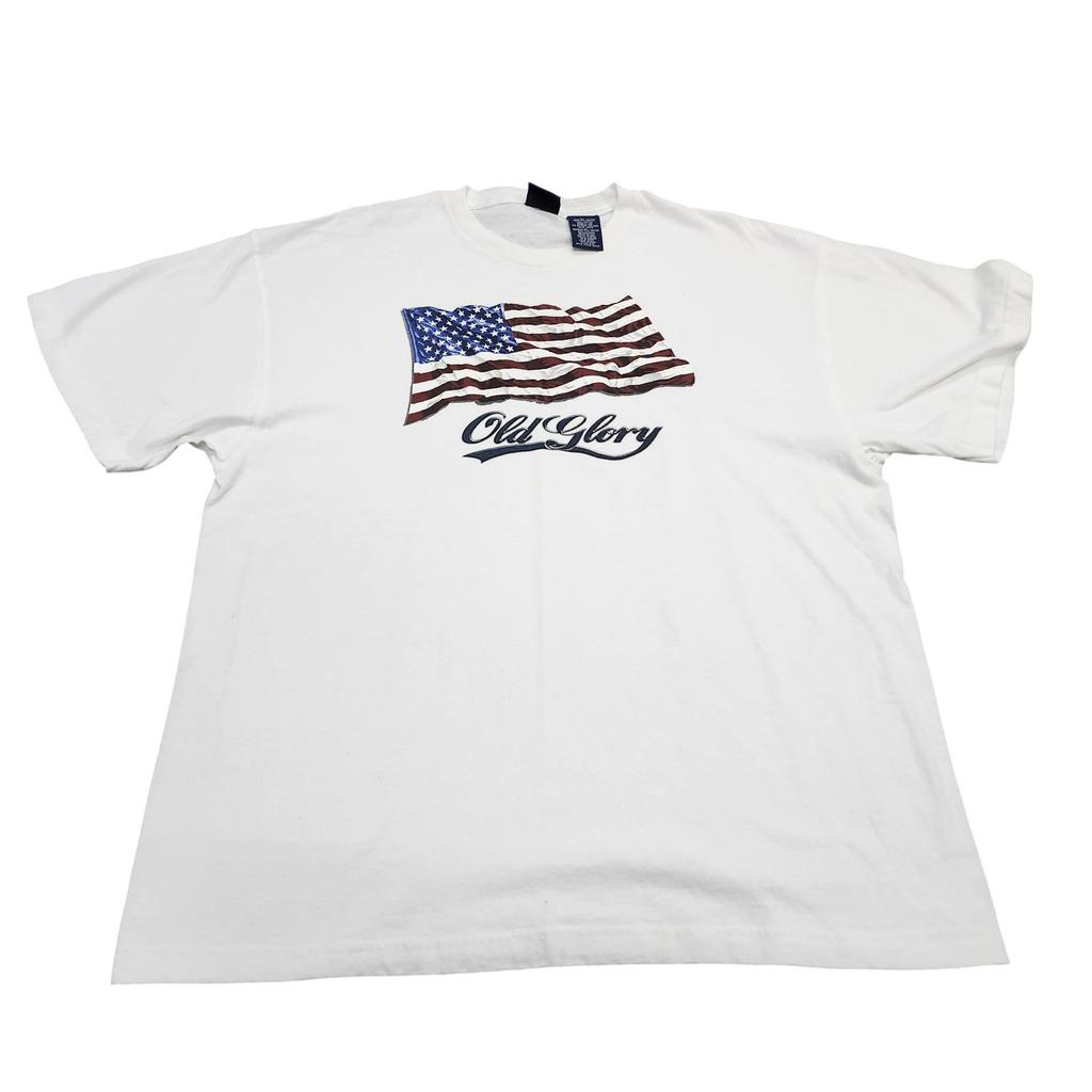 Shirt Mens XL White Old Glory USA Flag Graphic Tee Patriotic USA Fourth Of July Unisex T-Shirt