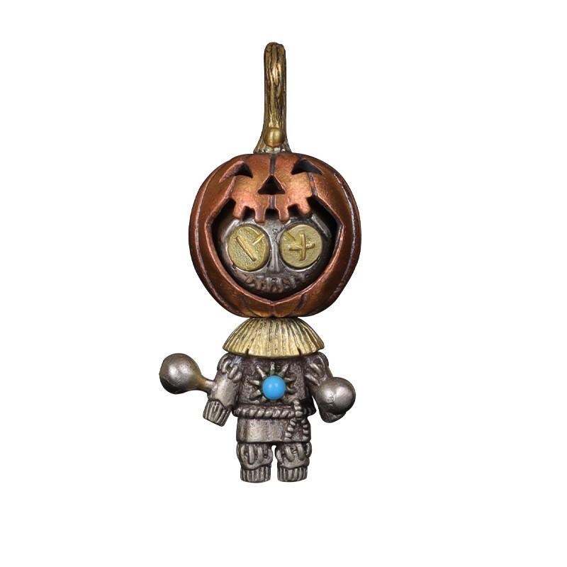 Pumpkin Doll Pendant Necklace Punk Style Vintage Halloween Accessory Men Women Bag Charm