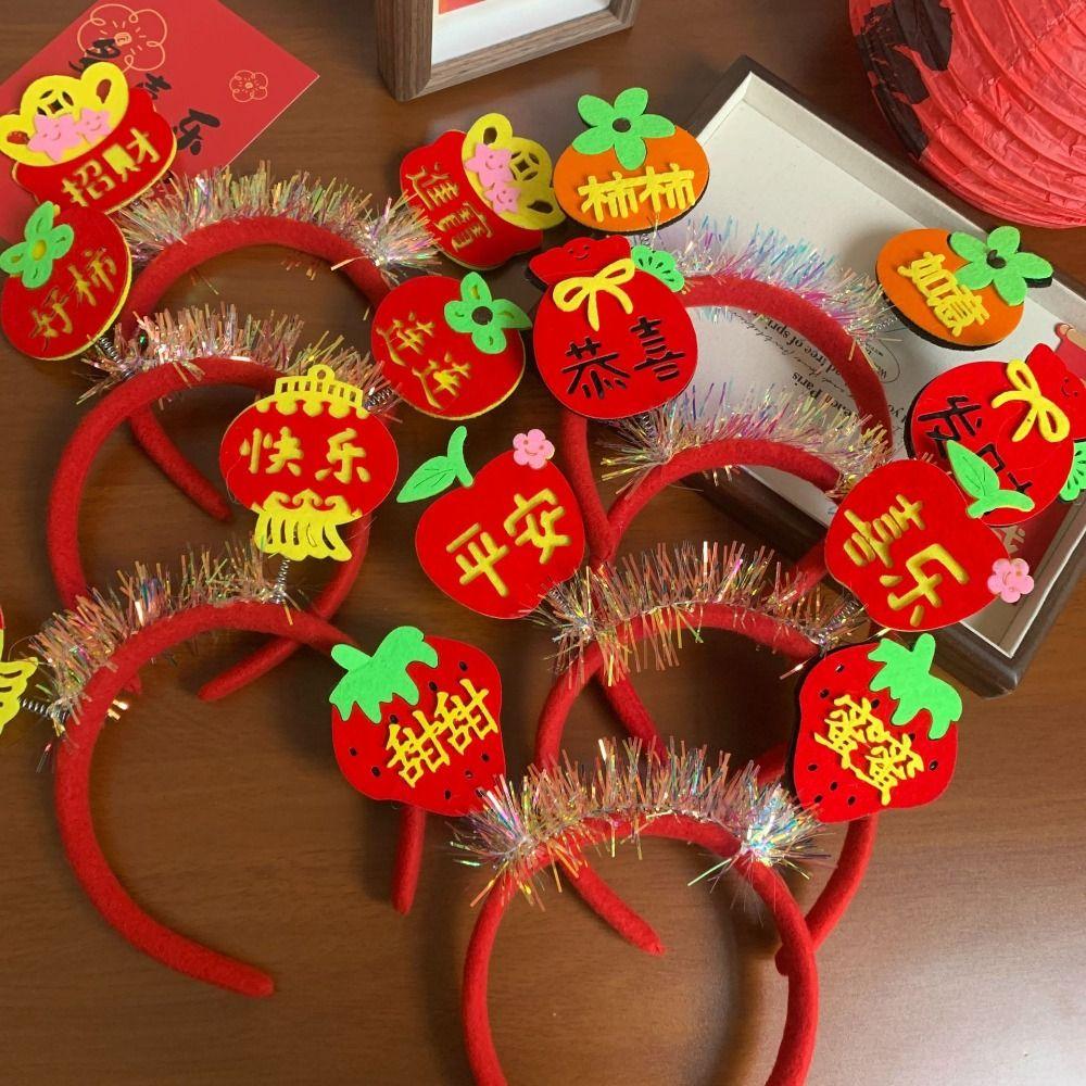 Cartoon 2025 New Year Headband Red Hairband Festive New Year Headwear Snake Year Headband  Men