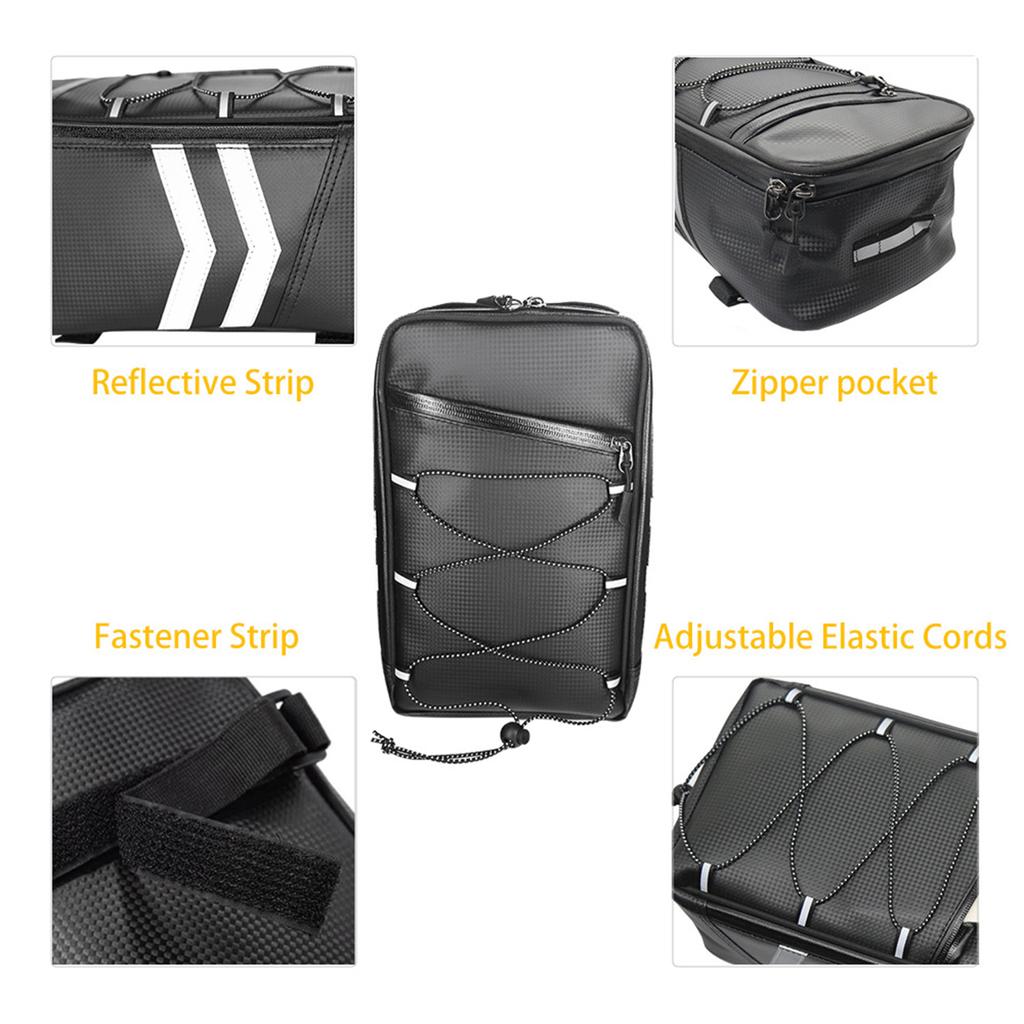 Bike Rack Rear Carrier Bag Trunk Bag  PU Leather Waterproof 9L Large Capacity Storage Luggage Cycle Storage Bag
