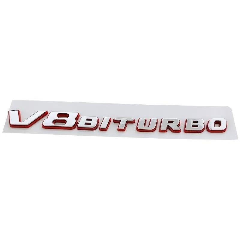 3D ABS Black Red Car Letters Logo V8 BITURBO Side Fender Badge Emblem Decal For Mercedes Benz AMG C63 E63S SL63 GLC63 G63 GLE63S aqg123 MBH5